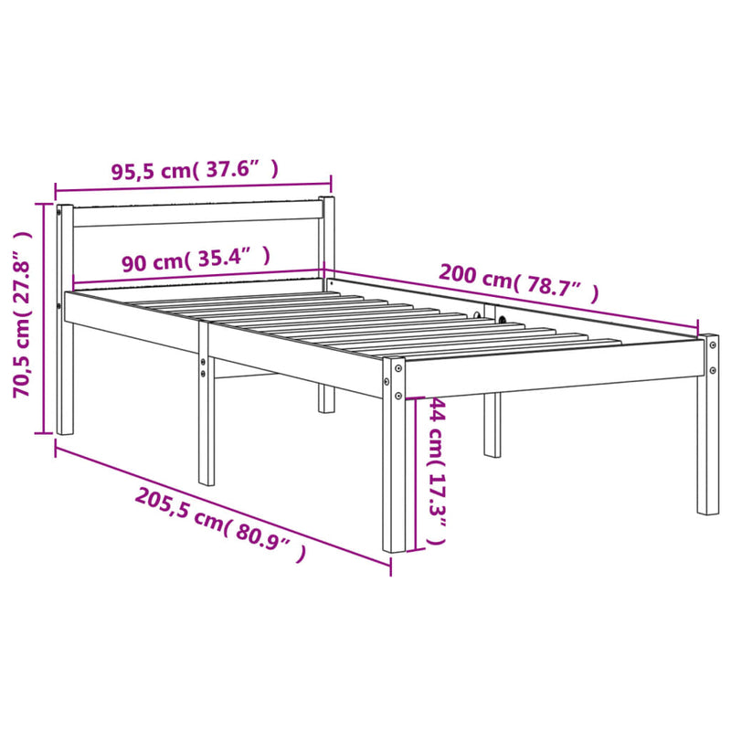 Seniorseng voksbrun 90x200 cm heltre furu