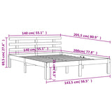 Sengeramme med hodegavl voksbrun 140x200 cm heltre furu