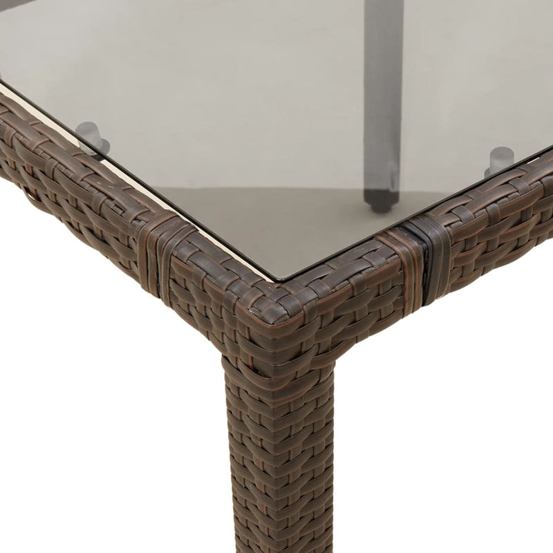 Hagebord med glassplate brun 150x90x75 cm polyrotting