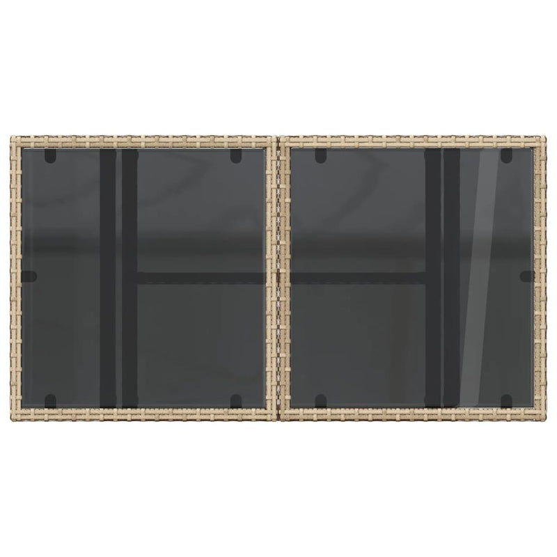 Hagebord med glassplate beige 100x55x73 cm polyrotting