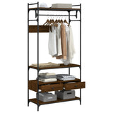 Garderobe med skuffer brun eik 89x39x184,5 cm konstruert tre