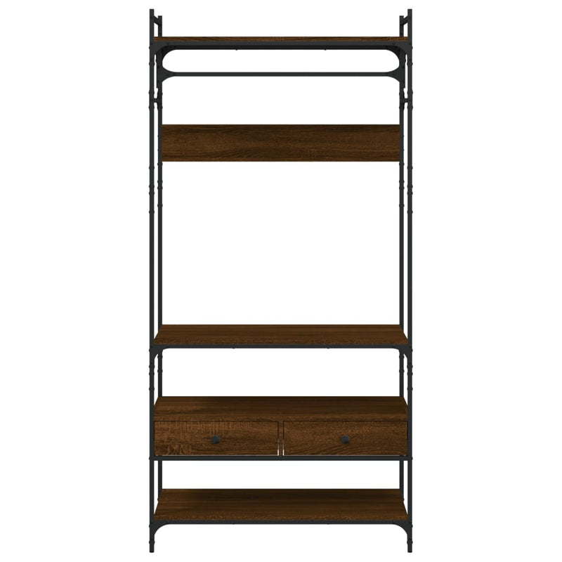 Garderobe med skuffer brun eik 89x39x184,5 cm konstruert tre