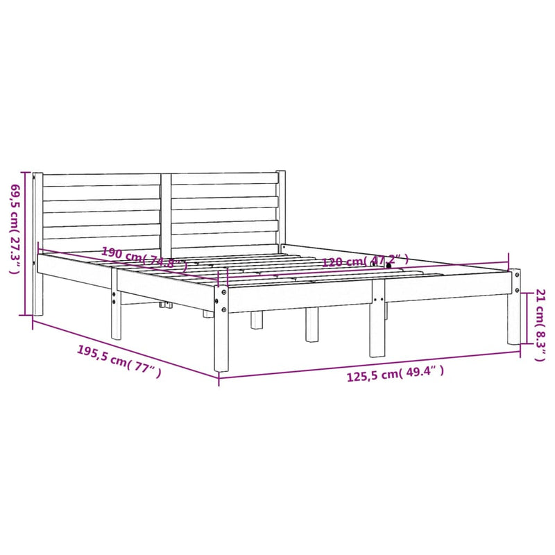 Sengeramme brun 120x190 cm heltre furu