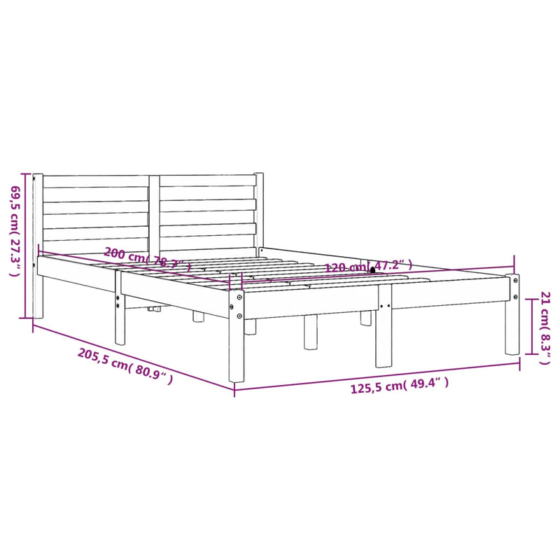 Sengeramme brun 120x200 cm heltre furu