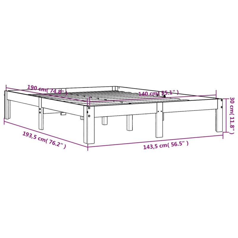 Sengeramme brun 140x190 cm heltre furu