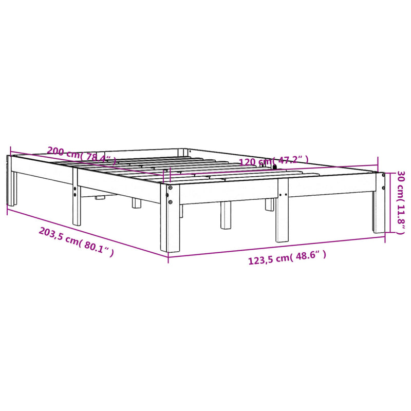 Sengeramme brun 120x200 cm heltre furu