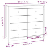 Sideskap voksbrun 100x40x90 cm heltre furu