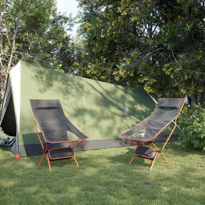 Sammenleggbare campingstoler 2 stk svart oxfordstoff aluminium