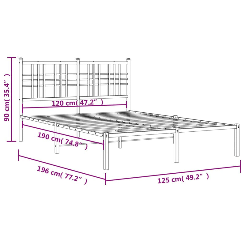 Sengeramme i metall med hodegavl svart 120x190 cm