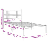 Sengeramme i metall med hodegavl hvit 90x190 cm