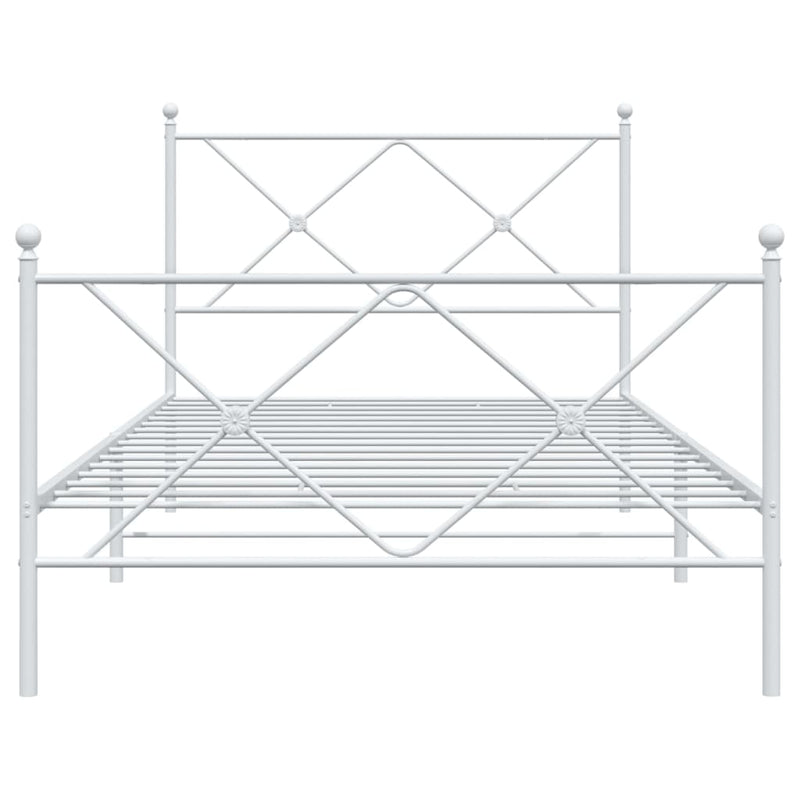 Sengeramme i metall med hode- og fotgavl hvit 100x190 cm