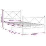 Sengeramme i metall med hode- og fotgavl hvit 100x190 cm