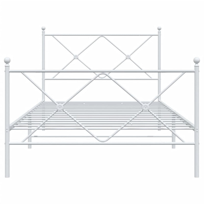 Sengeramme i metall med hode- og fotgavl hvit 100x200 cm