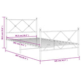 Sengeramme i metall med hode- og fotgavl hvit 100x200 cm