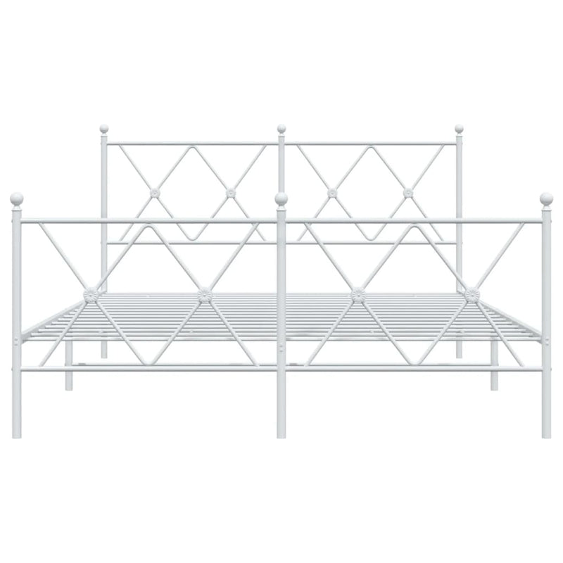 Sengeramme i metall med hode- og fotgavl hvit 140x200 cm