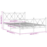 Sengeramme i metall med hode- og fotgavl hvit 140x200 cm