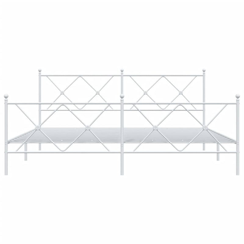 Sengeramme i metall med hode- og fotgavl hvit 183x213 cm