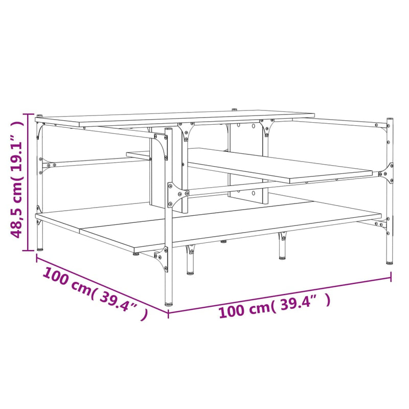 Salongbord svart 100x100x48,5 cm konstruert tre