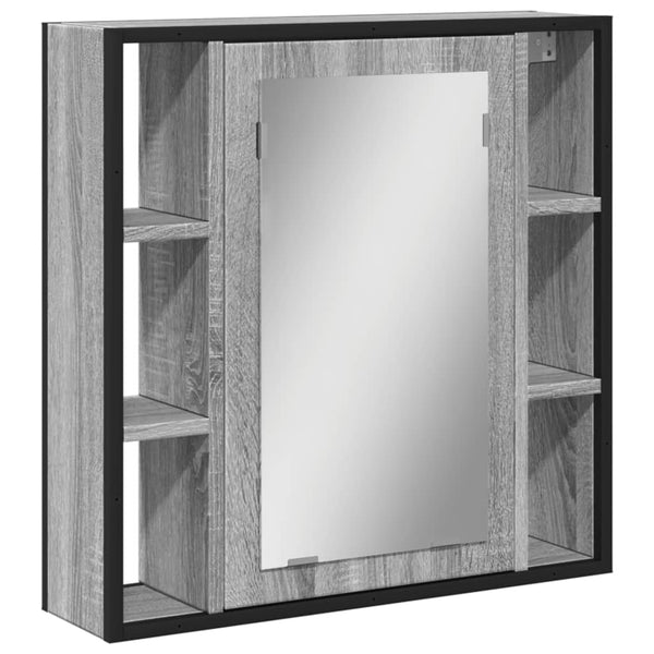 Baderomsskap med speil grå sonoma 60x16x60 cm konstruert tre