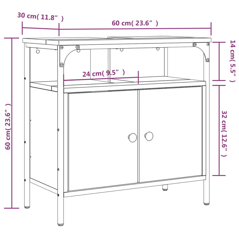 Servantskap svart 60x30x60 cm konstruert tre