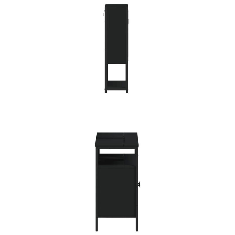 Baderomsskapsett 2 deler svart konstruert tre