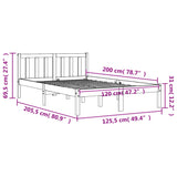 Sengeramme brun 120x200 cm heltre furu