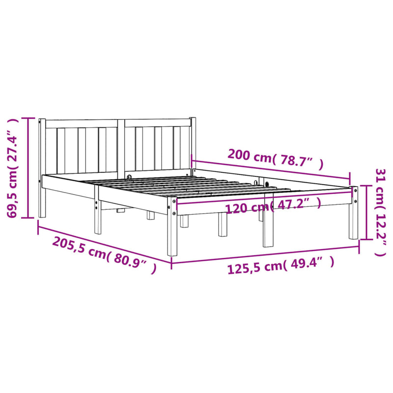 Sengeramme brun 120x200 cm heltre furu