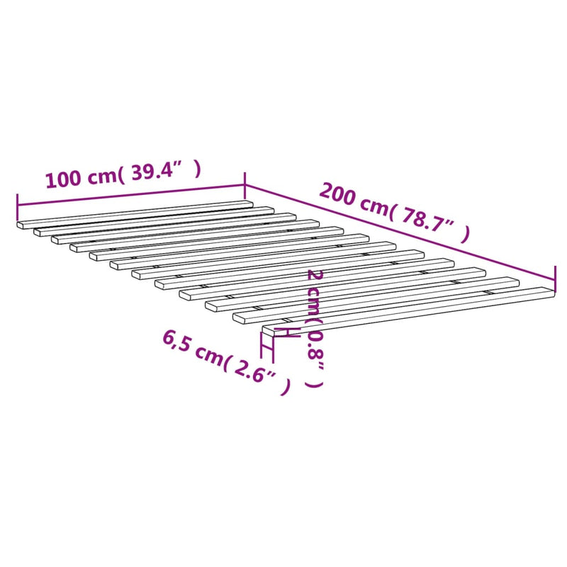 Sengelameller 100x200 cm heltre furu