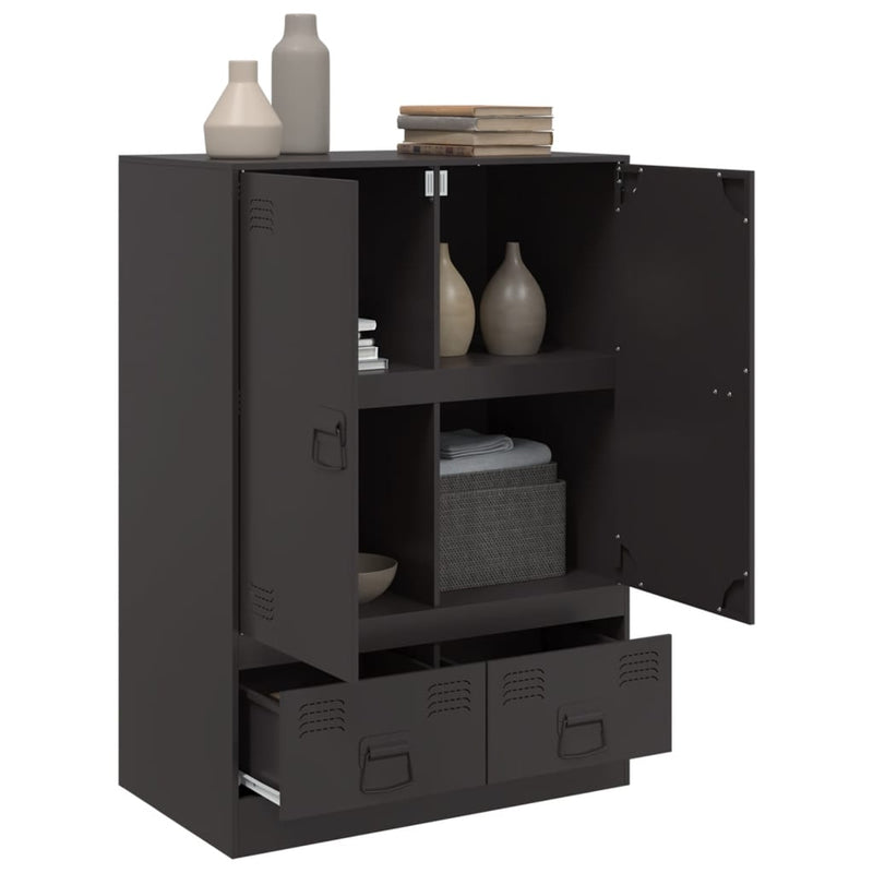 Highboard svart 67x39x95 cm stål