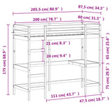 Køyeseng med skrivebord 80x200 cm heltre furu