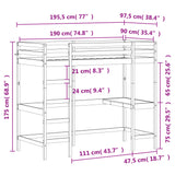 Køyeseng med skrivebord 90x190 cm heltre furu