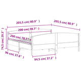 Sengeramme med hodegavl hvit 200x200 cm heltre furu