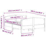 Sengeramme med hodegavl hvit 150x200 cm heltre furu