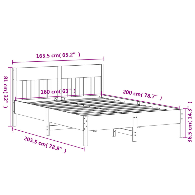 Sengeramme med hodegavl 160x200 cm heltre furu