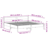 Sengeramme med hodegavl voksbrun 200x200 cm heltre furu