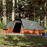Kuppeltelt for camping 9 personer grå og oransje vanntett