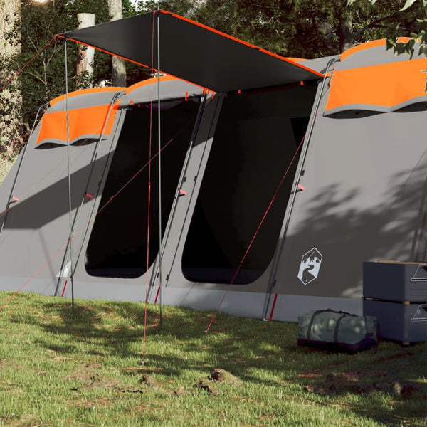 Tunneltelt for camping 10 personer grå og oransje vanntett