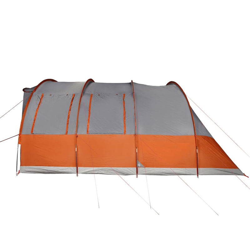 Tunneltelt for camping 7 personer grå og oransje vanntett