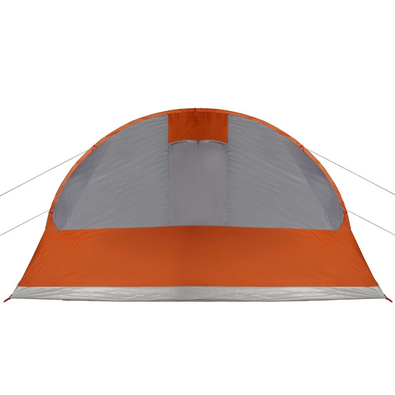 Tunneltelt for camping 7 personer grå og oransje vanntett