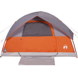 Kuppeltelt for camping 6 personer grå og oransje vanntett