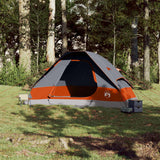 Kuppeltelt for camping 6 personer grå og oransje vanntett