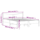 Sengeramme med hodegavl voksbrun 160x200 cm heltre furu