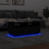 Salongbord med LED-lys svart 90x49x40 cm