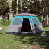Kuppeltelt for camping 6 personer blå hurtigutløser