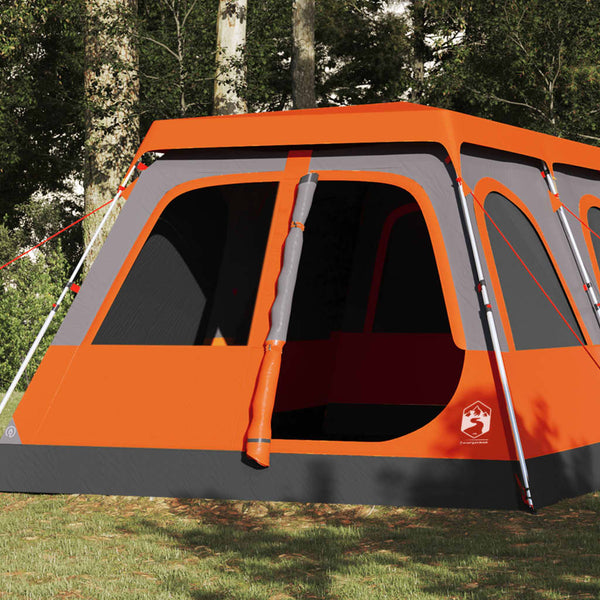 Kuppeltelt for camping 10 personer grå og oransje hurtigutløser