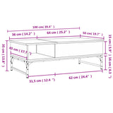 Salongbord sonoma eik 100x50x35 cm konstruert tre og metall