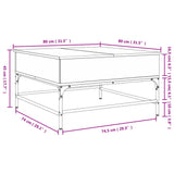 Salongbord røkt eik 80x80x45 cm konstruert tre og metall