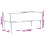 Salongbord røkt eik 100x50x45 cm konstruert tre og metall