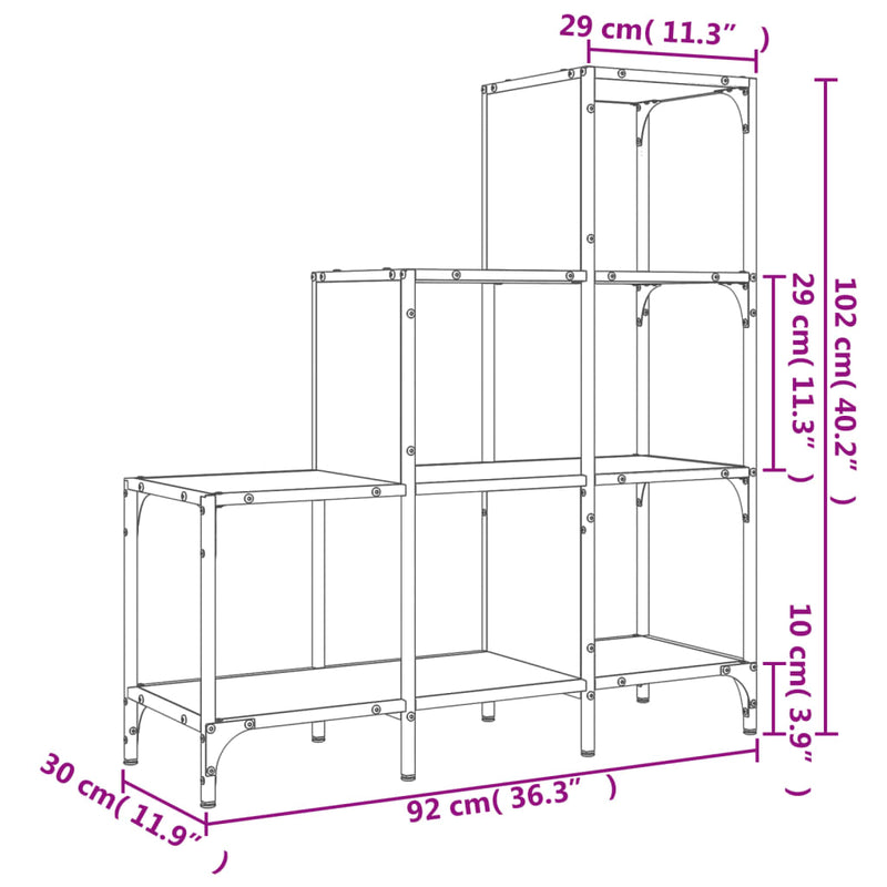 Bokhylle røkt eik 92x30x102 cm konstruert tre