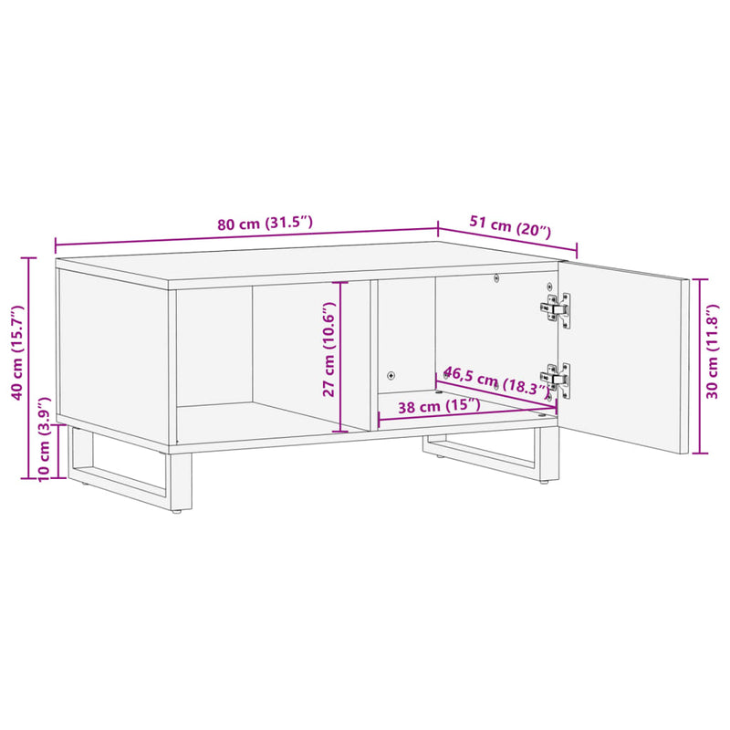 Salongbord 80x51x40 cm heltre akasie